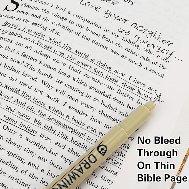 KOUSICOO Muchcute Extra Fine Point Writing Pens:6 Black 0.25mm Ultra Thin Micron Pen 01 No Bleed Bible Journaling Study Supplies Annotation Smooth Waterproof Micro Line Tip Fineliner Gel Felt Ink Markers Stuff - Image 4